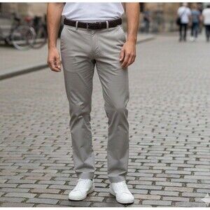 Brooks Brothers Advantage Chino Clark Pant Men's White Tan Cotton Trouser 35x31